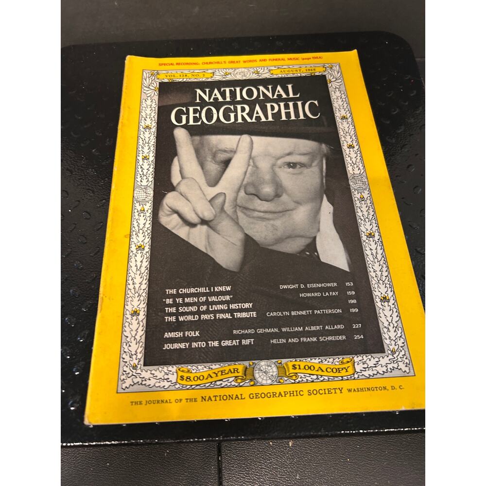 vintage National Geographic Magazine August 1965 featuring Sir Winston Churchill